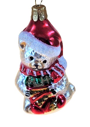 Vánoční figurka medvěd ponožka 7cm červený