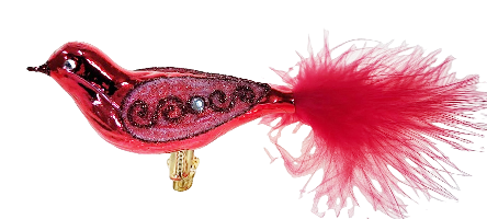 Vanocni ozdoba Pták 10,5cm červený lesk