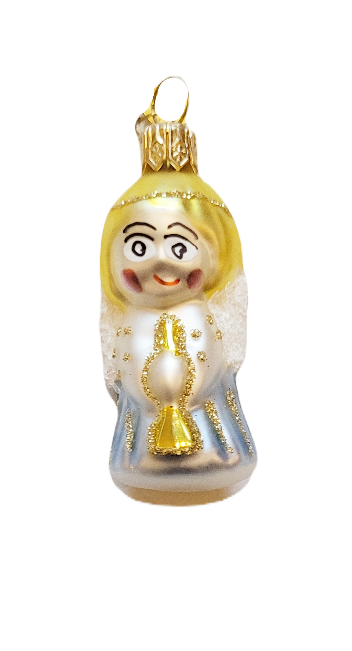 Anděl flétna 5cm sv. modrá vánoční figurka