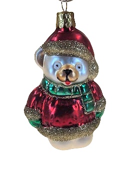 Medvěd šála 7cm zelená vánoční figurka