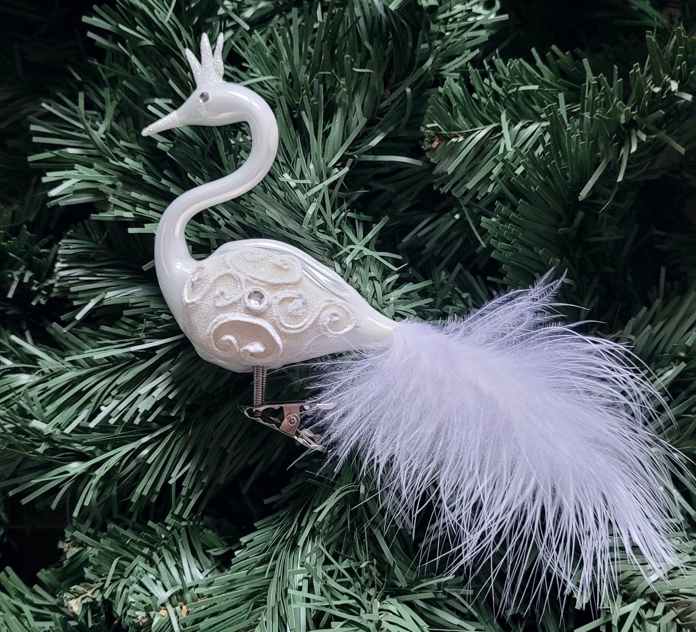 Vánoční ozdoba Labuť 11cm bílý porcelán 