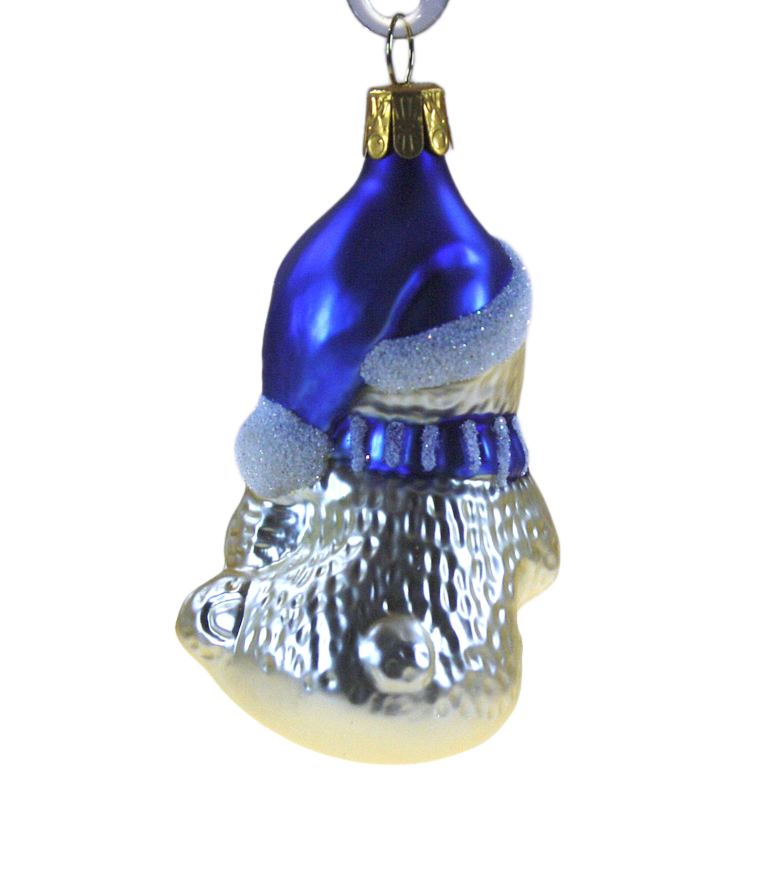 Vánoční figurka medvěd ponožka 7cm modrý