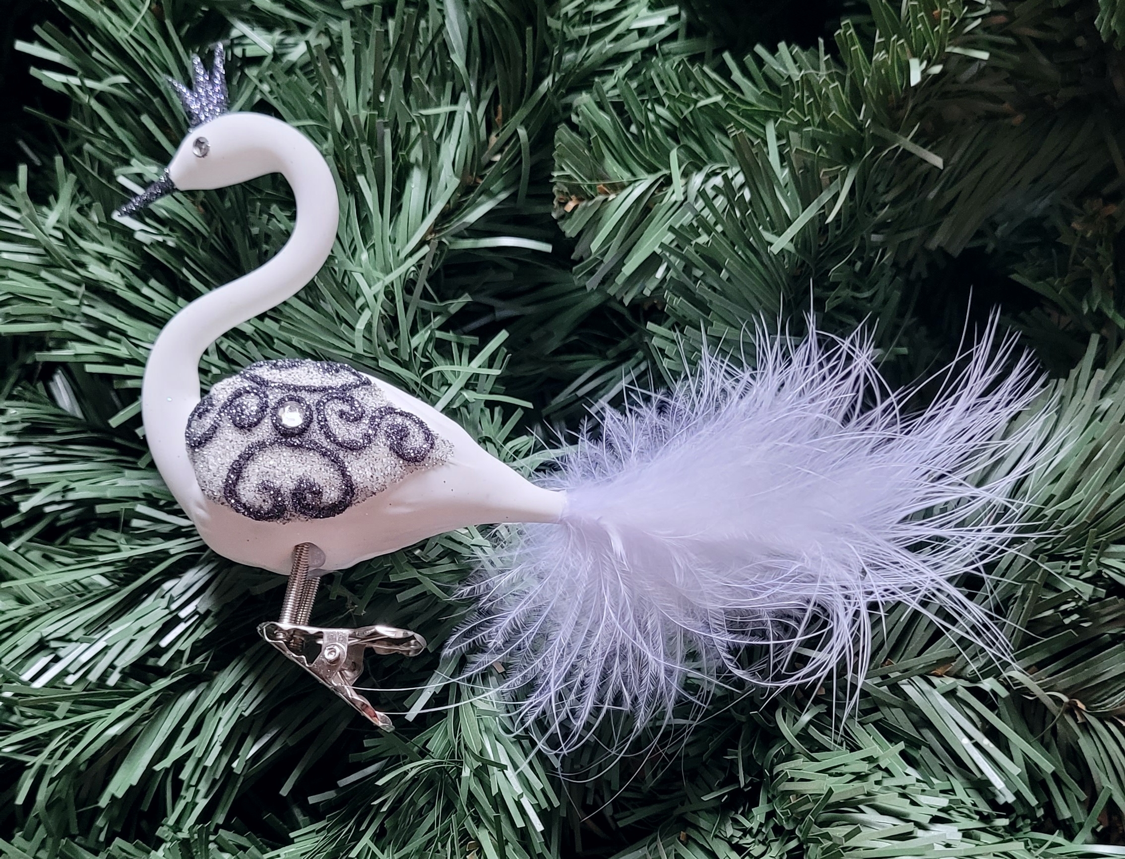 Vánoční ozdoba Labuť 11cm / bílá pastel