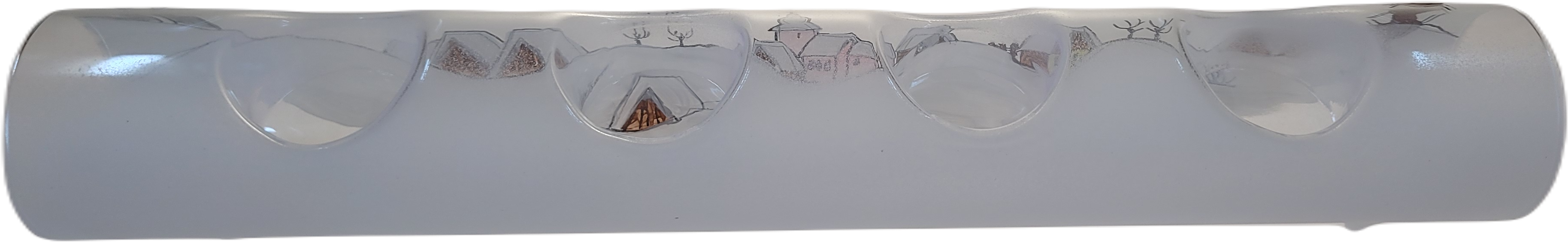 Skleněný svícen válec 33cm / staročeská zima