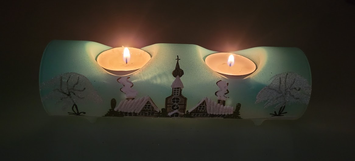 Válec 17cm světle modrý na 2 čajové svíčky
