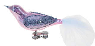 Vánoční ozdoba Pták 10cm růžový porcelán