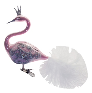 Vánoční ozdoba Labuť 11cm růžový porcelán