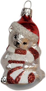 Vánoční figurka medvěd ponožka 7cm červený