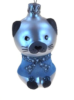 Kotě 8cm / modrá vánoční figurka