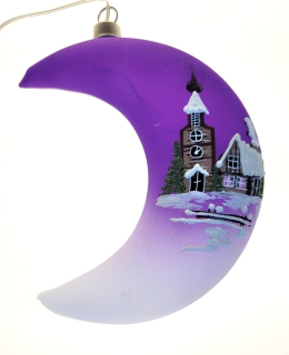 LED měsíc 15cm / fialová vánoční dekorace