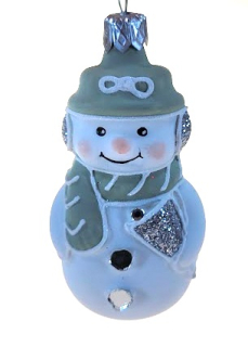 vánoční figurka sněhulák zvonek 6,5cm zelený