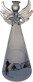 Skleněný anděl na svíčku 18cm / staročeská zima